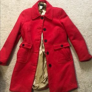 Long red jersey coat